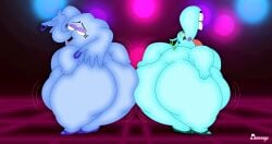 2girls 3_dog_band anthro ass ass_focus ass_jiggle ass_shake ass_to_ass back_view bbw bent_over big_ass big_belly big_breasts big_butt blue_skin breasts butt_bump cartoon_network chubby common_hippopotamus completely_nude completely_nude_female cooldeverage dance_floor dancing duo ear_piercing elephant elephantid eyelashes female female_only footwear hands_on_ass high_heels hippopotamid huge_belly huge_breasts huge_butt interspecies large_ass looking_at_each_other mammal nightclub nude overweight overweight_female piercing proboscidean shoes ssbbw standing thick_thighs trunk wide_hips yuri