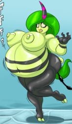 1girls bbw belly_inflation big_belly big_breasts body_inflation breast_inflation erect_nipples fat inflation scalie shinysteel sonic_(series) sonic_lost_world ssbbw thick_thighs what zeena