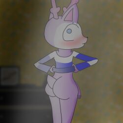 anthro antlers big_ass blurry_background caught gay happy_tree_friends long_legs long_penis looking_back makeup mime mime_(htf) penis tail tv undressing vein