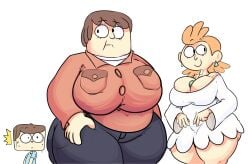 1boy 2girls ass big_ass big_breasts big_butt breasts butt cartoon_network chubby clarence ej_randell elchilenito female jeff_randell lesbians male milf sue_randell thick_thighs white_background younger_male