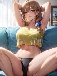 ai_generated armpits arms_behind_back arms_up cameltoe curvaceous curvy_body curvy_female curvy_figure female female_focus female_only genshin_impact high_resolution jordan53 lisa_(genshin_impact) long_hair mihoyo_technology_(shanghai)_co._ltd. seductive_look spread_legs stable_diffusion underwear useless_tags