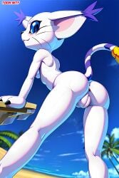 1girls ai_generated anthro anus ass bbmbbf breasts digimon female female_only gatomon palcomix pussy solo tailmon toon.wtf
