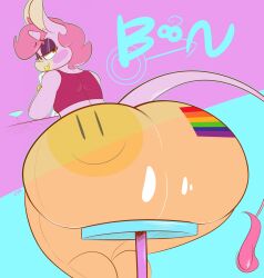 1girls anthro ass bedroom_eyes big_ass big_butt boon_(vimhomeless) bubble_ass bubble_butt butt donkey equine femboy femboy_only feminine_male girly horse huge_ass huge_butt looking_at_viewer male male_only ota_the_spb pride_color_flag pride_flag sitting smile_face smiling smiling_at_viewer solo solo_male unicorn