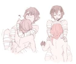 2boys bandage bishonen bungo_stray_dogs bungou_stray_dogs chuuya_nakahara dazai_osamu femboy june06 male male/male male_only nakahara_chuuya osamu_dazai skinny yaoi young