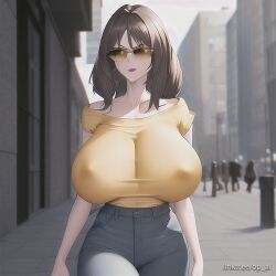 ai_generated huge_breasts long_hair op_ai sunglasses