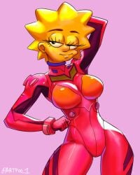 artfoo_1 cosplay crossover_cosplay hourglass_figure lisa_simpson neon_genesis_evangelion the_simpsons yellow_body