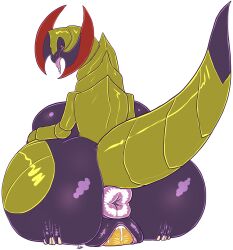 anthro anus ass big_breasts big_butt blonde_hair breasts desbjust duo face_in_crotch face_in_pussy facesitting female generation_5_pokemon hair hand_on_butt haxorus hi_res huge_breasts huge_butt human hyper hyper_breasts hyper_butt looking_at_viewer looking_back looking_back_at_viewer male male/female mammal nintendo pokemon pokemon_(species) presenting presenting_hindquarters puffy_anus signature sitting_on_another tongue tongue_out