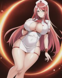 ai_generated female female_focus female_only full_body huge_breasts long_hair long_legs looking_at_viewer milf mother naruto naruto_(series) naruto_shippuden nurse nurse_cap nurse_uniform red_hair smile uzumaki_kushina white_claws zerjailes