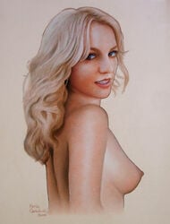 1girls blonde_hair britney_spears celebrity ernie_centofanti female female_only looking_at_viewer musician nipples real_person realistic tagme