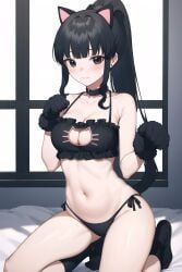 ai_generated artemis_of_the_blue atelier_live bangs beauty_mark black_hair cat-shark cat_collar cat_ears cat_lingerie collar indie_virtual_youtuber shark_girl stable_diffusion virtual_youtuber vtuber