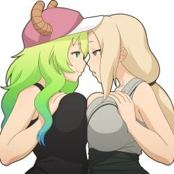 2girls alternate_version_available bare_arms bare_shoulders big_breasts blonde_hair blue_highlights boruto:_naruto_next_generations breast_grab breast_press breast_squeeze breast_squish brown_eyes busty cap clothed clothing crossover dragon_girl dragon_horns female/female female_focus female_only fully_clothed green_hair hair_ribbon hat headwear hi_res high_resolution highres horn horns kimono kobayashi-san_chi_no_maidragon large_breasts light-skinned_female light_skin looking_at_another looking_at_partner lucoa lucoa_(maidragon) manyakis mature mature_female milf miss_kobayashi's_dragon_maid naruto naruto:_the_last naruto_(classic) naruto_(series) naruto_shippuden open_mouth pale-skinned_female pale_skin ponytail quetzalcoatl_(dragon_maid) ribbon shounen_jump sleeveless sleeveless_shirt tied_hair transparent_background tsunade voluptuous voluptuous_female wavy_hair yukata yuri