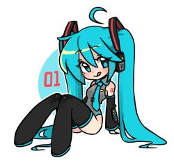 hatsune_miku lemyawn licking_lips swimsuit