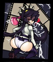 ass big_ass female filia_(skullgirls) gotig1231 panties red_eyes samson_(skullgirls) skullgirls staring_at_viewer twerking wink