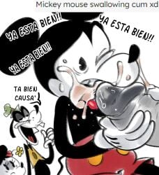 big_penis cuckquean cum cum_in_mouth cum_on_face disney drinking_cum drool gay goofy male/male male_focus male_on_male mawile123 mickey_mouse mickey_mouse_shorts minnie_mouse mouse murid murine pac-man_eyes penis questionable_consent spanish_text swallowing swallowing_cum thumbs_up toony