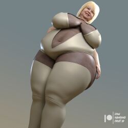 3d 3d_(artwork) areolae ass bbw big_ass big_breasts blonde_hair blue_eyes bodysuit breasts butt_focus daz3d daz_studio dialogue fat fat_woman female gilf granny hand_on_butt hips large_ass large_breasts looking_at_viewer lowhangingfruit3d_(artist) mature_female nipples old_woman original_character overweight overweight_female pinup solo solo_female solo_focus thick_ass ugly_bitch ugly_woman wide_hips