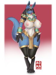 big_ass big_breasts big_butt big_legs blue_body censored covering_crotch egyptian exposed_breasts feet female_lucario furry furry_ass furry_ears furry_female furry_only holowear_(pokemon) legs lucario lucario_(cosplay) lucario_(female) open_clothes pokemon pokemon_(species) pokemon_unite pokemon_xy pokephilia ruins_style_lucario tail thick_thighs