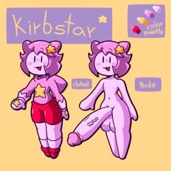 blush clothed color_palette hair_ornament kirbstar_(tomfooleryarts) kirby large_penis male mob_face navel nipples nude original original_character pink_hair pink_skin reference_sheet tagme tomfooleryarts tommytornado