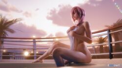 1futa 3d 3d_(artwork) blender blender_(software) blender_cycles dyed_hair eclair_farron exposed_penis final_fantasy final_fantasy_xiii fit fit_futanari futa_only futanari human image kassowit nude nude_futanari penis pink_hair smile square_enix sunset toned toned_body toned_futa towel video_game video_game_character video_games