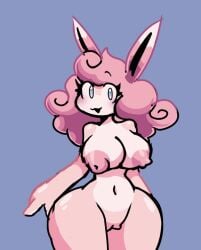 1girls :3 bare_breasts big_breasts blue_background blue_eyes breasts curly_hair female female_only generation_1_pokemon long_hair luna_(stormcloudsart) luna_(tomfooleryarts) naked naked_female nipples no_humans nude nude_female pink_body pink_hair pink_skin pokémon_(species) pokemon pokemon_(species) pussy smile solo solo_female thick_thighs tomfooleryarts tommytornado vagina wigglytuff