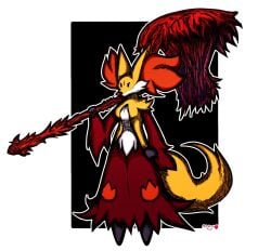 big_breasts breasts delphox female fire_prelate furry mahoxy mahoxy_(artist) pokémon_(species) pokemon