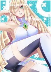 1girls alternate_version_available armpits big_breasts blonde_hair breasts clothing eye_visible_through_hair female female_only game_freak gensox green_eyes hair legwear lips long_hair lusamine_(pokemon) mature mature_female mature_woman milf mother pokemon pokemon_sm solo solo_female thighhighs thighs