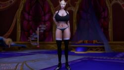 3d 3d_(artwork) big_breasts blacked blacked_clothing blonde_hair blood_elf darliane elf elf_ears elf_female female green_eyes horde_tattoo huge_breasts large_breasts pointy_ears sexydarliane solo warcraft world_of_warcraft