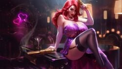 alternate_breast_size black_stockings cleavage clothing cops_and_robbers_series deep_cleavage edit edited_official_artwork elbow_gloves female firearm garter_straps gun handgun high_heels huge_breasts human league_of_legends miss_fortune pale_skin piano pink_dress red_hair redhead riot_games sarah_fortune secret_agent_miss_fortune sequin_dress stockings suppressor sutton184_edits the_grind_series thick_thighs thighhighs third-party_edit weapon