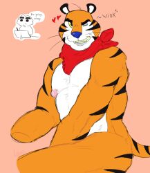 feline furry gay himbo male male_only mascot muscular muscular_anthro muscular_male nipples pectorals tiger tony_the_tiger