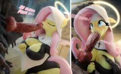 3d absurd_res animal_genitalia animal_penis anthro anthrofied big_breasts breasts canid canine canine_genitalia canine_penis cleavage clothed clothing english_text equid equine fellatio female female_penetrated fluttershy_(mlp) friendship_is_magic genitals hasbro hi_res hooves-art large_breasts male male/female male_penetrating male_penetrating_female mammal my_little_pony nun oral penetration penile penis sex text tongue tongue_out_blowjob were werecanid werecanine werewolf