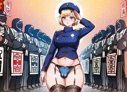 ai_generated bulge futanari huge_ass huge_breasts military oznia4 salute small_penis