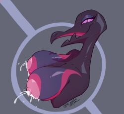 breast breasts contrast female lactating lactation lizard milk mommy_kink msgoopyxxx pinup pokemon pokemon_(species) pokephilia purple_eyes salamander_(amphibian) salazzle