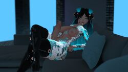 1futa 3d 4k ahe_gao big_breasts big_penis blue_eyes blue_hair choking couch futanari looking_at_viewer self_upload sitting solo thick_thighs virtualahri vrchat