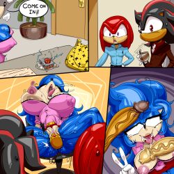 absurd_res anthro big_breasts biped breasts comic female foreskin genitals grillo grillofernandez group hi_res knuckles_the_echidna male male/female masturbation nipples office penis penis_on_face pussy rule_63 sega shadow_the_hedgehog sonic_(series) sonic_the_hedgehog sonic_the_hedgehog_(series) sonique_the_hedgehog stomach_bulge trio vaginal_masturbation vaginal_penetration vein veiny_penis