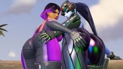 3d elf female_only french human looking_at_viewer nuit_widowmaker overwatch paladins paladins_champions_of_the_realm skye_(paladins) tagme widowmaker