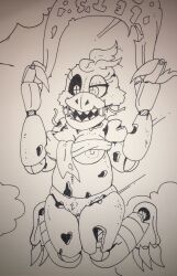 breasts cleavage five_nights_at_freddy's five_nights_at_freddy's_4 five_nights_at_freddy's_world foxy_fighters foxy_fighters ghost_(artist) nightmare_chica_(fnaf) nipples parachute pussy traditional