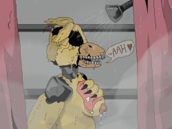 breasts five_nights_at_freddy's five_nights_at_freddy's_4 freckles ghost_(artist) ghostverse huge_breasts nightmare_chica nightmare_chica_(fnaf) nipples shower sideboob