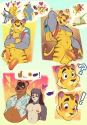 ! ? animal_crossing anthro balls bara big_balls big_penis blush canid canine comic cum cum_on_face digby_(animal_crossing) furry gay male male_only marlon.cores muscles muscular nintendo pantsless penis raymond_(animal_crossing) tanuki thinking tiger tom_nook tybalt_(animal_crossing) yellow_body yellow_fur