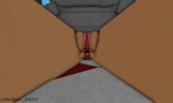 1boy 1girls 3d clothing female giantess hedger_rr34 larger_female light-skinned_female light-skinned_male light_skin macro male male/female micro micro_on_macro miniboy partially_clothed pussy roblox simple_background smaller_male unbirthing vaginal_insertion vore