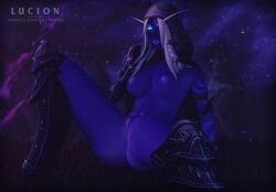 1girls alleria_windrunner blizzard_entertainment blonde_hair blue_eyes breasts elf female hunter_(warcraft) lucionart nipples pussy solo solo_female solo_focus tagme void_elf warcraft world_of_warcraft