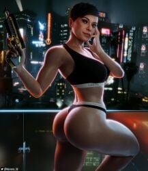 1girls 3d absurd_res ass batman_(series) big_ass big_breasts breasts calvin_klein catwoman catwoman_(injustice) dc dc_comics female female_only hi_res highres injustice_2 nemesis_3d selina_kyle short_hair solo thick_ass thick_thighs thighs