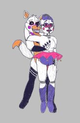 ambiguous_gender animatronic anthro armwear avocado_art ballora ballora_(fnafsl) bell bite biting_lip black_nails blush bodily_fluids bottomwear breast_grab breasts canid canine clenched_teeth clothing colored_nails crown dancewear dripping ear_piercing ear_ring endoskeleton fangs female female/ambiguous fishnet five_nights_at_freddy's five_nights_at_freddy's_world fondling fox genital_fluids hair hand_on_breast headgear heart humanoid invalid_tag legwear lolbit_(fnaf) machine mammal metallic_body nails one_eye_closed penetration piercing precum pussy_juice ring_piercing robot scottgames sister_location skirt tail teeth thigh_highs tiara tied_hair tiptoes tutu vaginal_penetration wet