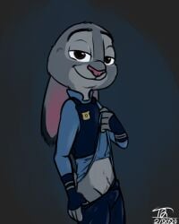 anthro clothing disney hi_res judy_hopps male police_uniform presenting rule_63 smile smirk solo tangerine_(artist) uniform zootopia