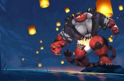 abs biceps big_bulge bulge fundoshi furry incineroar kusunagi male male_focus male_only muscle muscles muscular muscular_arms muscular_back muscular_legs muscular_male muscular_thighs nipples pecs pokemon