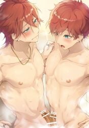 2boys bath bathing bathroom bathtub blush blush brothers ensemble_stars! frottage hiiro_amagi incest male male/male male_only nipples nipples_touching nude nude_male panting rinne_amagi rubbing_nipples yaoi