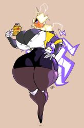 anthro breasts female hair_over_one_eye hand_on_hip huge_breasts jintonic nintendo pokémon_(species) pokemon rotom thick_thighs video_games wide_hips