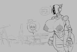 assaultron from fallout by lewdicrousart