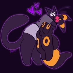 blush cute heart hugging mao_mao_(character) mao_maoz_(artist) pokemon pokemon_(species) thick_thighs umbreon