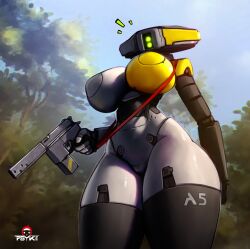 1girls 2023 2d 2d_(artwork) big_breasts big_thighs breasts curvaceous curves curvy curvy_body curvy_female curvy_figure faceless faceless_character female female_focus female_only firearm gun gynoid handgun hi_res highres hips huge_breasts huge_thighs large_breasts large_thighs looking_at_viewer mauser_c96 mechanical_arm original original_character pistol psyk323 robot robot_girl slim_waist solo solo_female solo_focus surprised thick_thighs thigh_gap thighhighs thighs weapon wide_hips