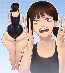 1girls 2023 ass big_ass bottom_heavy brown_hair bursting_clothes chainsaw_man dat_ass dumptruck_ass fat_ass female female_only higashiyama_kobeni huge_ass ignantastro large_ass light-skinned_female light_skin looking_at_viewer massive_ass nervous nervous_smile one-piece_swimsuit pale-skinned_female pale_skin pawg shiny_skin skindentation solo sweat sweating swimsuit thick_ass thick_thighs thunder_thighs tight_clothing v_sign wet_skin wide_hips