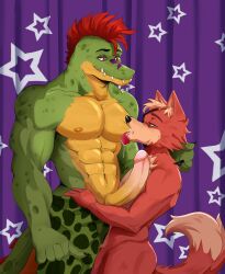 2angelisimo abs absurd_res anthro biceps bodily_fluids boner circumcised duo erection feral five_nights_at_freddy's five_nights_at_freddy's:_security_breach foxy_(fnaf) gay genitals hi_res humanoid interspecies male male/male male_only montgomery_gator_(fnaf) muscular muscular_male nipple_fetish nipple_play nude obliques pecs penis saliva scalie scottgames size_difference steel_wool_studios triceps vein yaoi